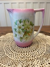Vintage 1920s-30s Pitcher Made in Bavaria, pink trim, Lily picture