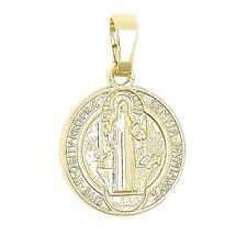 BEAUTIFUL ST BENEDICT MEDAL IN 18K GOLD OVER STERLING SILVER picture