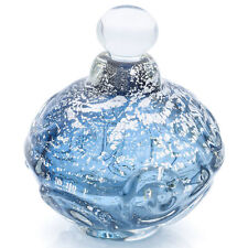 Designer Signed Metallic & Blue Glass Perfume Bottle Decanter Hand Crafted picture