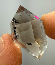 2x Enhydro Smoky Herkimer Diamond Gem w/ Moving Hydrocarbon, Perfect Clarity, A+ picture