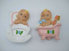Vintage MCM 60s Chalkware Wall Hangings Baby Nursery Bathroom Decor Kewpie picture