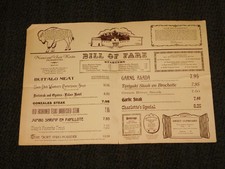 VINTAGE  THE FORT RESTAURANT BILL OF FARE DENVER COLORADO NANCI JACK KROHN MENU picture