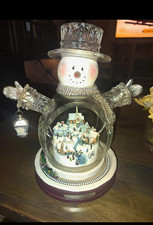 Thomas Kinkade Masterpiece Edition White Christmas Illuminated Glass Snowman 12