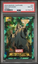 2024 Topps Chrome Marvel Sapphire Doctor Doom Green Sapphire /99 PSA 8 picture