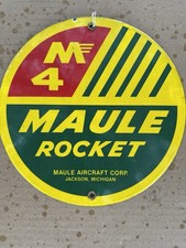 Vintage Maule M-4 Rocket Aircraft Porcelain Enamel Sign 9” Aviation Michigan MI picture
