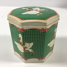 Giftco Inc. - Octagon Tin - White Ducks - Holiday Wreaths - Made In China  picture