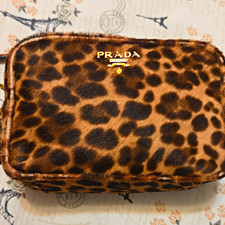 Prada Milano Leopard Animal Print Faux Fur Small Crossbody Zip Gold Hardware picture
