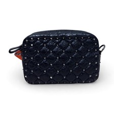 Pre-Owned Valentino Garavani Rockstud Spike Black Quilted Leather Crossbody Bag picture
