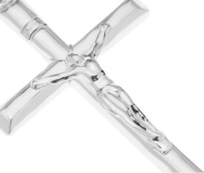 Sterling Silver Large Crucifix Cross Pendant On 18inch Curb Chain Religious gift picture