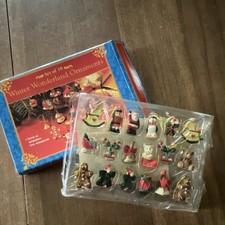 Vintage Christmas 18 Miniature Ornaments Hand Painted Polystone picture