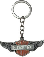 Harley-Davidson Domed Eagle Bar & Shield Logo Key Chain Gray Metal picture