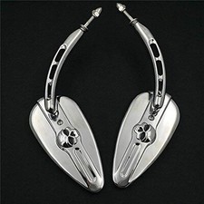 XKH- Motorcycle Chrome Skull Side Mirrors Compatible with 1984 and up Harley ... picture