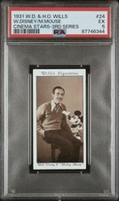 1931 Wills Walt Disney & Mickey Mouse Rookie Card W. Disney / M. Mouse RC PSA 5 picture
