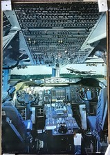 Boeing 747 Flight Deck Vintage Poster picture