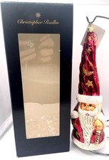 RADKO Ruby Munchkin Santa Ornament 96-240-1 Red White 8.25” Tall Hat Moon Stars picture