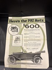 1917 Metz Touring Car Roadster Advertising Poster Rare Automobile Ad picture