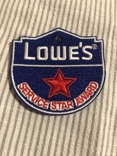 Lowe’s home improvement store patch, Red service star award￼, hook+loop or ring picture