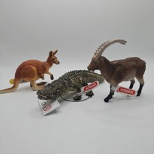 Lot Of 3 Schleich WILD LIFE Figures Ages 3+ Ibex Kangaroo Alligator Farm Toys picture