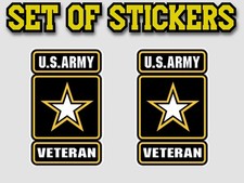 US Army VETERAN Stickers Military Die Cut Decals SET OF 2 adhesive vinyl  picture