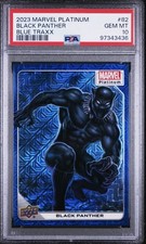 Upper Deck 2023 Marvel Platinum Black Panther #82 Blue Traxx PSA 10 331/499 picture
