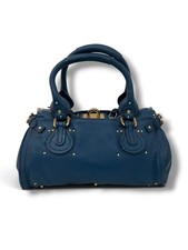 VINTAGE CHLOE PADDINGTON BLUE LEATHER HANDBAG picture