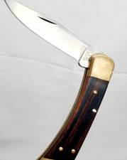 Nice Buck 110 Folding Hunter Lockback Knife 2010 USA Brass Ebony Dymondwood picture