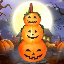 6FT Tall LED Pumpkin Inflatable - Perfect for Garden and Yard Halloween Decor picture