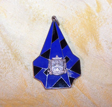 VINTAGE Delta Sigma Phi fraternity deco large sterling crest pendant - OLD picture