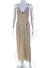 Narciso Rodriguez Women's Spaghetti Strap Midi Lace Shift Dress Beige Size 6 picture