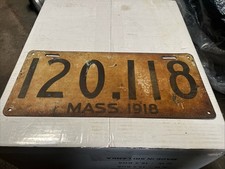 Antique 1918 Vintage Mass. Licence Plate. 1918 # 120.118 Porcelain. picture