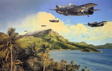 Holding the Tide by Richard Taylor aviation art signed by WW2 Wildcat Pilots picture