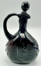 Antique Lady of Guadalupe Holy Water Glass Jug, w/Stopper Lid & Handle; RARE picture