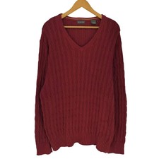 St John's Bay Cable Knit Sweater Men's XL Cotton Red Used (Ages 14+) picture