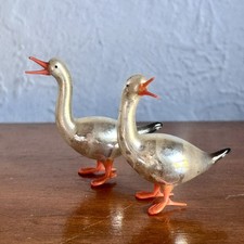Set 2 Antq Mercury Art Glass Bimini  GOOSE DUCK Christmas Figures Germany READ picture