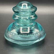 Antique Fred M Locke Victor NY CD 297 Aqua Glass Power Insulator Large 6x6 (P) picture