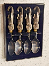 Vintage Arthur Court Elephant Dessert Spoons Gift Box Set of 4 Stainless 5