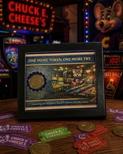 Vintage Chuck E Cheese Token Framed Display w/ COA Arcade Relic picture