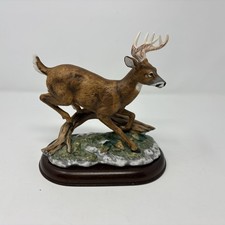 1986 Masterpiece Porcelain By Homco White Tale Deer Buck Figurine With Stand picture