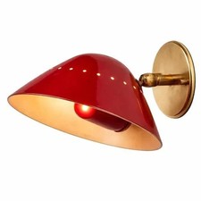 1950s Red Brass Stilnovo Wall Sconce Mid Century Modern Italian Perforated Lamp picture
