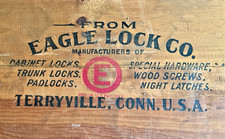 ORIGINAL - EAGLE LOCK COMPANY - Shipping Crate side - Circa 19th Century? picture