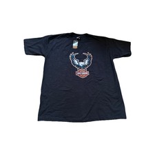 80s Vintage Black Harley Davidson 3D Eagle Tee Shirt Size XL picture
