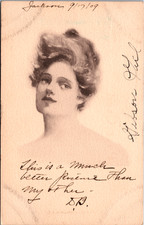 Antique 1909 Woman Portrait Postcard Glamour Beauty Art Jackson MI picture
