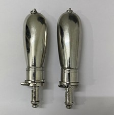 Victorian Style Miniature Brass Nickel Plated Gun Powder Big  Bottle Flask 2 pc picture