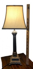 Vintage Heavy Solid Cast Metal 28 Inch Corinthian Column Table Lamp picture
