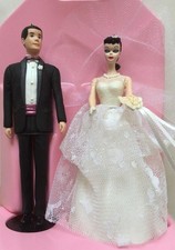 1997 Wedding Day Brunette Barbie and Ken Hallmark Ornament Cake Topper picture