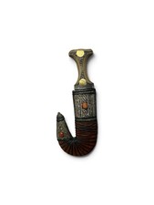 Curved Dagger Knife Steel Blade Full Tang Horn Handle Leather Sheath Scabbard picture