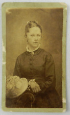 Woman in Long Button Up Dress with Floral Hat - Sturgis, MI c.1900s Cabinet Card picture