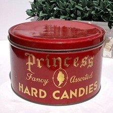 Vintage 1930's Princess Hard Candies Tin; good used condition must see picture