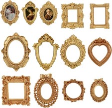 10 PCS Vintage Resin Picture Frame, Gold Mini Picture Frames Set Oval picture