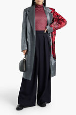 $2750 Dries Van Noten Women's Hammered Wool/Silk Blend Oversized Rob Coat picture